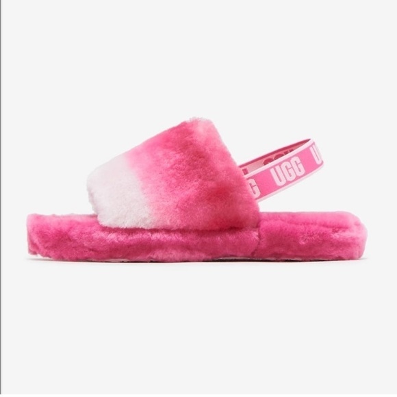 UGG Shoes - UGG Fluff Yeah Slides Slippers Pink Combo Gradient Size 5